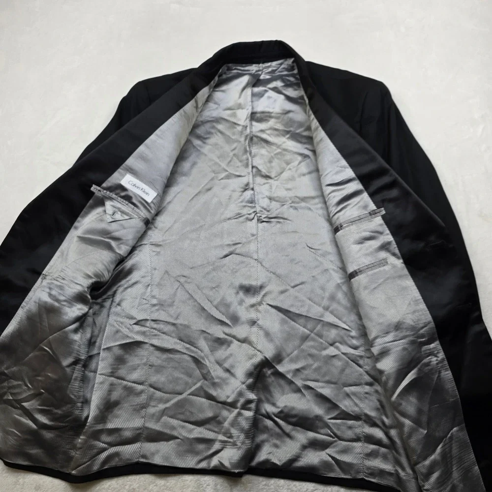 Calvin Klein Tuxedo Jacket Mens‎ 42S Black Shawl Collar Satin Lapel Formal Wear